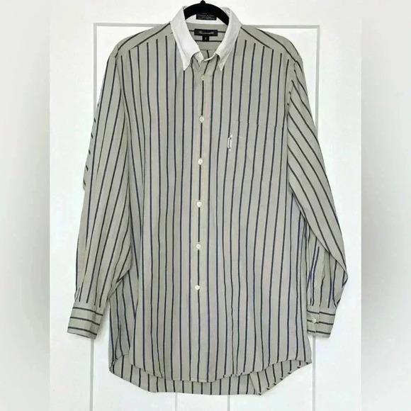 Faconnable Men’s Classic Club Fit Striped Shirt Size Large - Picture 1 of 6